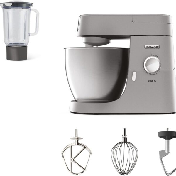 Kenwood KVL4110S Impastatrice Planetaria Chef XL con Ciotola da 6,7L, 3 Ganci di Miscelazione + FRULLATORE, Personalizzabile con oltre 25 Accessori Opzionali Acquistabili Separatamente, 1200W, Silver