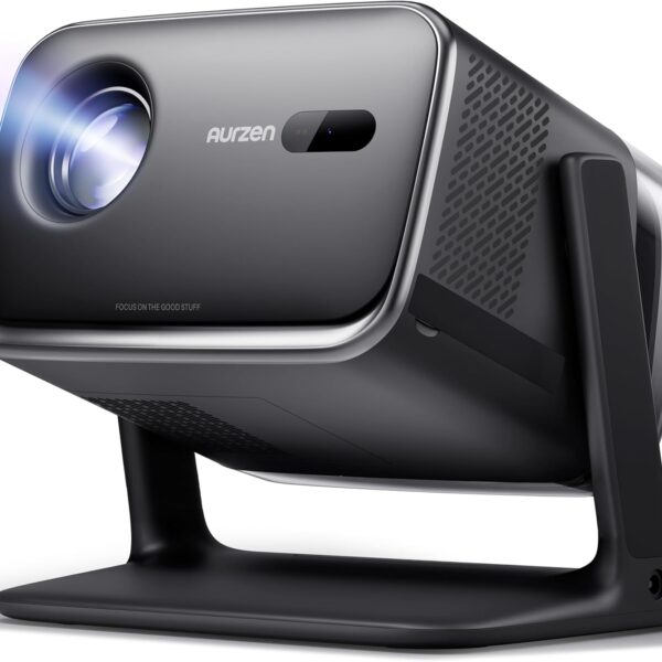 Aurzen Boom Mini 4-in-1 Proiettore Smart con Google TV, 10,000+ Apps, 4k Supporta Videoproiettore, 500 Lumen Projector, 20W DoIby Audio, Real-Time Focus & Keystone, WiFi/Bluetooth Esterno Home (Nero)