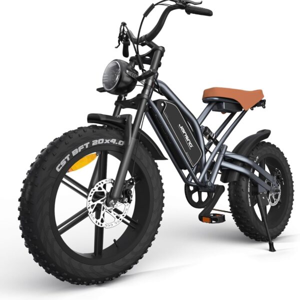 JANSNO Bicicletta Elettrica 20" x 4.0 Fat Tire, 7 Velocità Bici Elettrica, Freni a Disco Meccanici Anteriori e Posteriori, E-Bike per Adulti, Batteria Rimovibile 48V 14/17Ah