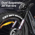 JANSNO Bicicletta Elettrica 20" x 4.0 Fat Tire, 7 Velocità Bici Elettrica, Freni a Disco Meccanici Anteriori e Posteriori, E-Bike per Adulti, Batteria Rimovibile 48V 14/17Ah - immagine 4