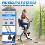 Ultrasport F-Bike Cyclette da Casa Pieghevole I Cyclette Pieghevole da Casa fino a 130 KG con Sella Extra Confortevole, LCD Display e Sensori delle Pulsazioni, Cyclette da Camera - immagine 4