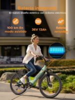 HillMiles Bici Elettrica Per Adulti Da 26, 7 Velocità Bicicletta Elettrica da 36V 13Ah Batteria Rimovibile, 25kmh & Autonomia di 80-100km E-bike Per Pendolari Urbani, IP65 impermeabile - immagine 4