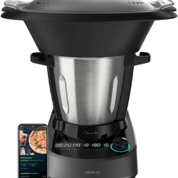 Cecotec Robot di Cucina Multifunzione Mambo 11090. 1600 W, 37 Funzioni, APP, Bilancia e Caraffa da 3,3 Litri in Acciaio Inox Adatto per Lavastoviglie, Ricettario e Accessori
