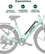 HillMiles Bici Elettrica Per Adulti Da 26, 7 Velocità Bicicletta Elettrica da 36V 13Ah Batteria Rimovibile, 25kmh & Autonomia di 80-100km E-bike Per Pendolari Urbani, IP65 impermeabile - immagine 6