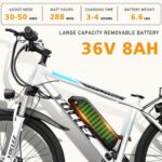 Bici elettriche da 26 per adulti. E-Bike con motore brushless ad alta velocità da 250W. Bicicletta elettrica con batteria agli ioni di litio rimovibile integrata da 36V-8AH, 7 velocità, Display LCD - immagine 6