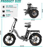ELEKGO Bicicletta Elettrica, 203.0 pneumatici grassi Bici Elettrica Pieghevole, City E-bike con 250W motore, 36V 12Ah batteria rimovibile, 7 Velocità MTB E Bike per Adulti Unisex - immagine 5