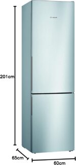 Bosch KGV39VLEAS Serie 4, Frigorifero combinato da libera installazione, LowFrost, Cassetti VitaFresh, Luce LED, Acciaio, 201x60 cm [Classe di efficienza energetica E] - immagine 4