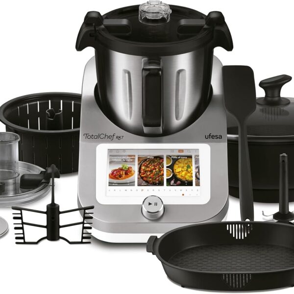 Ufesa TotalChef RK7 Robot da Cucina Intelligente Multifunzione, WIFI, Controllo Via App, 30 Funzioni, 4.5 L, Touch Screen da 7 pollici, Bilancia Integrata, Ricettario Interattivo