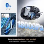 ECOVACS DEEBOT X8 PRO OMNI Robot Aspirapolvere Lavapavimenti, 18000Pa, Tecnologia di Lavaggio Automatico Istantaneo OZMO ROLLER, Pulizia con acqua calda 40-75°C, Soluzione Detergente Automatica, Nero - immagine 9