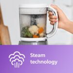 B07FN4CL35– Philips Avent SCF883/01 EasyPappa Plus 4 in 1 Cuocipappa Multifunzione, Cuoci a Vapore, Frulla, Scongela e Riscalda in un Recipiente, 1 litro, Bianco/Grigio - immagine 6