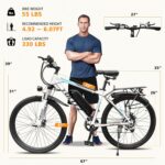 Bici elettriche da 26 per adulti. E-Bike con motore brushless ad alta velocità da 250W. Bicicletta elettrica con batteria agli ioni di litio rimovibile integrata da 36V-8AH, 7 velocità, Display LCD - immagine 8